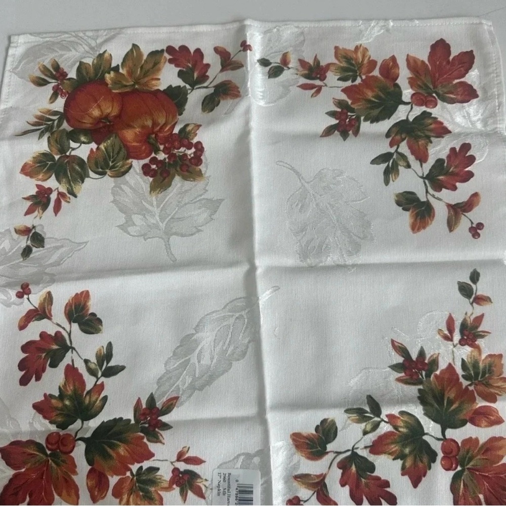 NWT linen cloth thanksgiving fall napkins home table decor dining four total - Picture 2 of 4